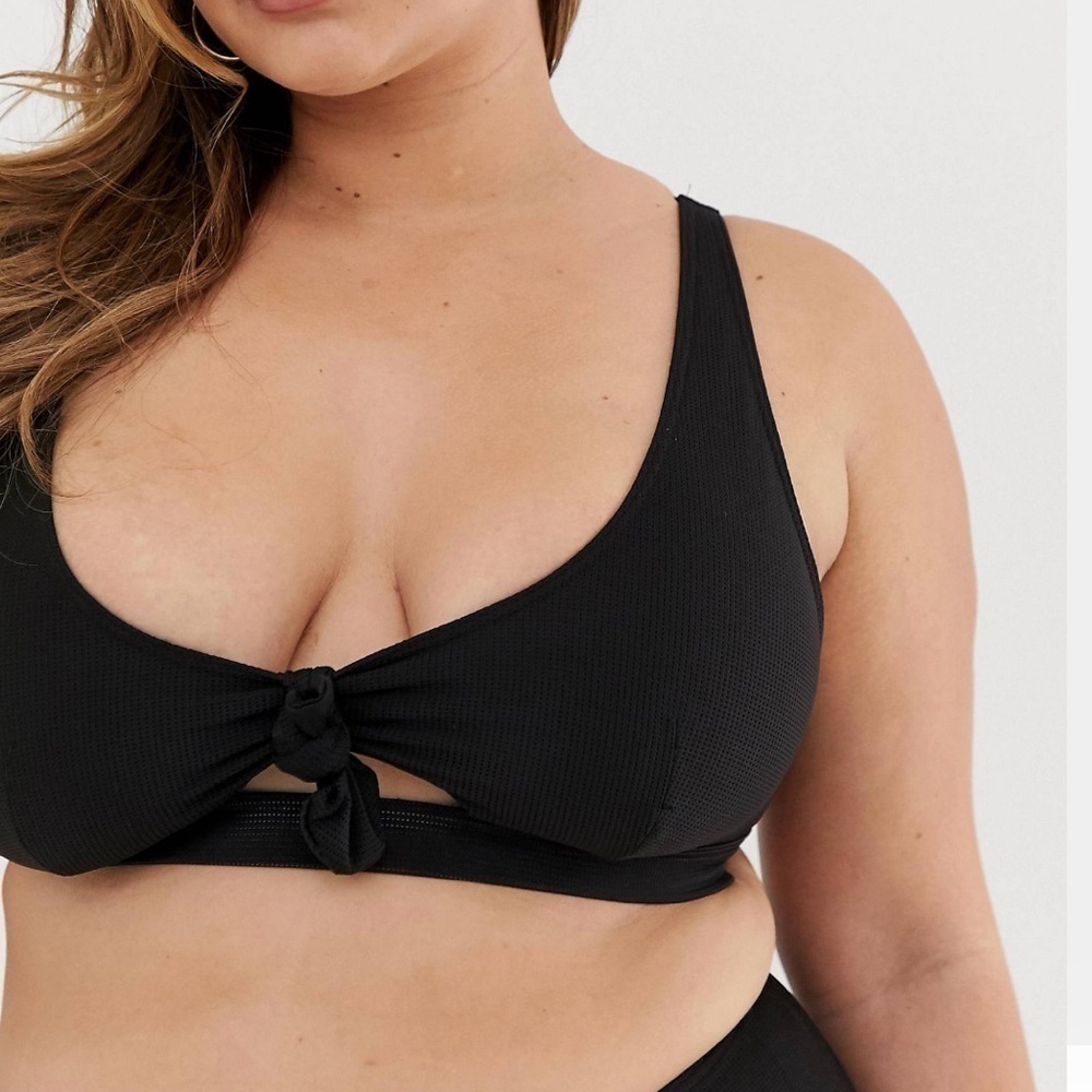Asos Curve 16 Wolf and whistle exclusive bunny tie cut out swim top bikini